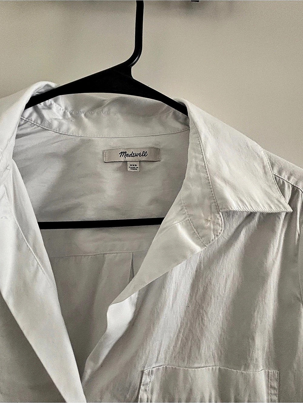 Madewell The Easy Y Neck Button Up Shirt in White